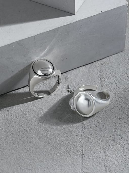 DAKA 925 Sterling Silver Smooth Geometric Minimalist Band Ring 1