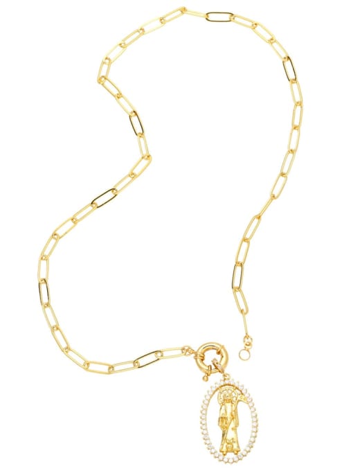 CC Brass Cubic Zirconia Geometric Vintage Virgin mary Pendant  Necklace 4
