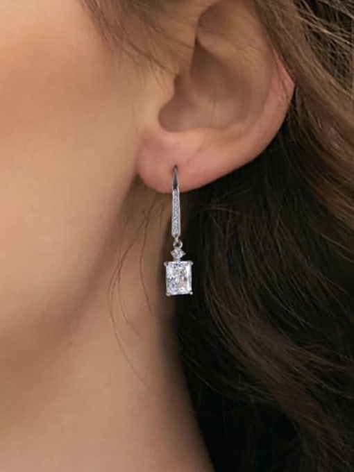RINNTIN 925 Sterling Silver Cubic Zirconia Geometric Minimalist Huggie Earring 1
