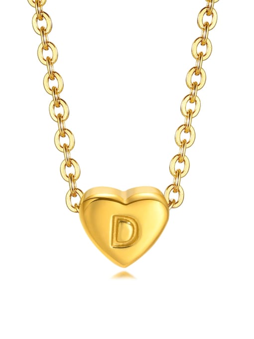 Letter D 40 +5CM Stainless steel Heart Minimalist Necklace