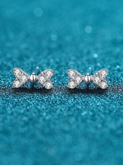 30 minute Mosang 925 Sterling Silver Moissanite Bowknot Dainty Stud Earring