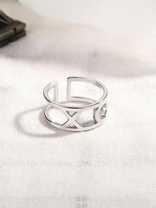 HAHN 925 Sterling Silver Hollow Message Minimalist Band Ring 3