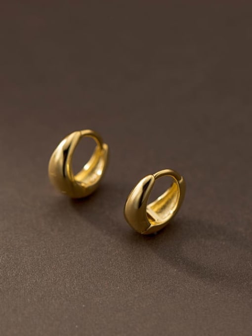 gold 9mm 925 Sterling Silver Geometric Minimalist Huggie Earring