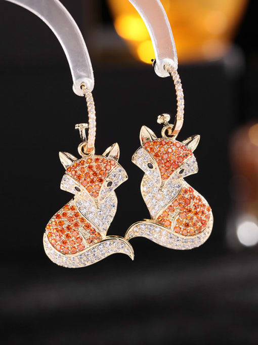 Luxu Brass Cubic Zirconia Fox Cute Hook Earring