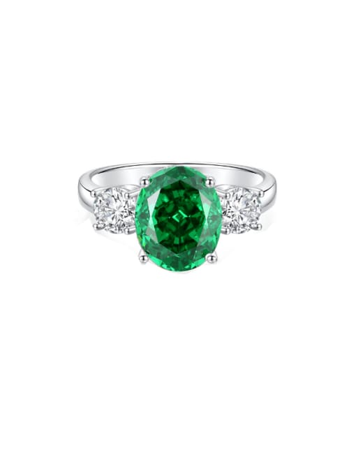 FDJZ 062 green 925 Sterling Silver High Carbon Diamond Geometric Luxury Band Ring