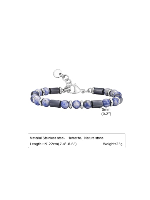 CONG Stainless steel Natural Stone Multi Color Geometric Hip Hop Handmade Beaded Bracelet 2