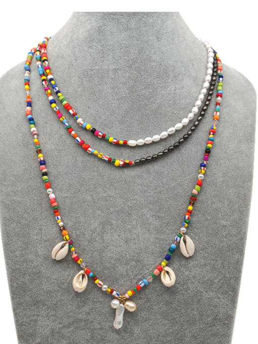 MMBEADS Stainless steel Freshwater Pearl Multi Color Round Bohemia Necklace 3
