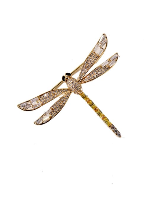 My Model Copper Cubic Zirconia White Dragonfly Luxury Brooches