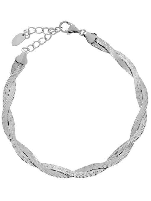 Platinum 925 Sterling Silver Snake Bone Chain Vintage Strand Bracelet
