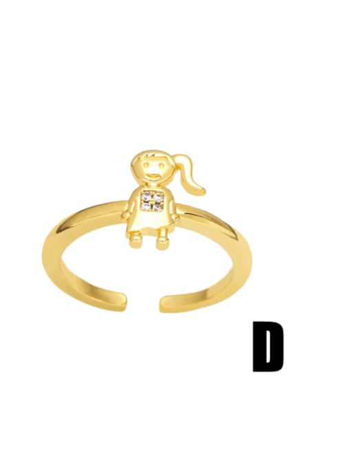 D Brass Cubic Zirconia Boy Vintage Band Ring