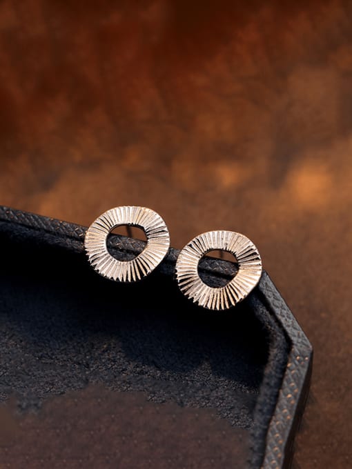 ES2598 【 Platinum 】 925 Sterling Silver Geometric Minimalist Stud Earring