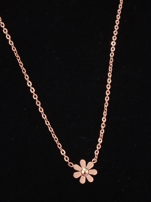 A TEEM Titanium Smooth Small daisy flower  Necklace 0