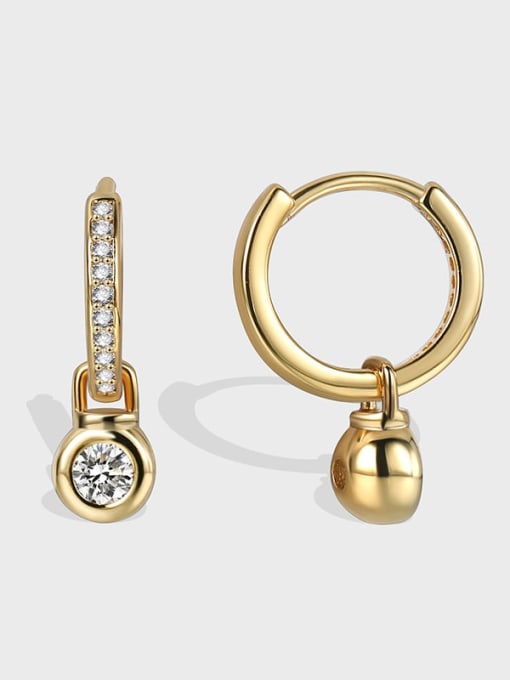 CHARME Brass Rhinestone Geometric Minimalist Huggie Earring 0