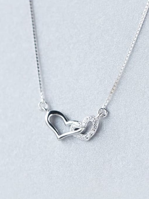 Rosh 925 Sterling Silver Rhinestone Heart Minimalist Necklace 0