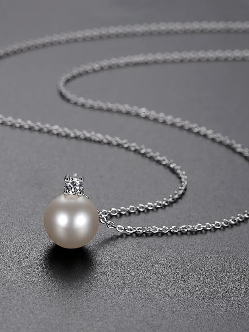BLING SU Copper Imitation Pearl White Necklace 3