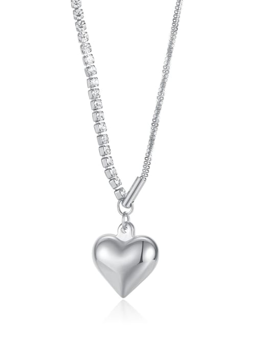 2105 Steel Necklace Titanium Steel Heart Minimalist Asymmetrical Chain Necklace