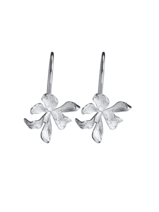 SILVER MI 925 Sterling Silver Flower Vintage Hook Earring 0