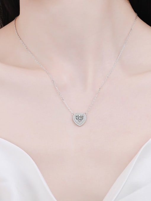 MOISS 925 Sterling Silver Moissanite Heart Dainty Necklace 2