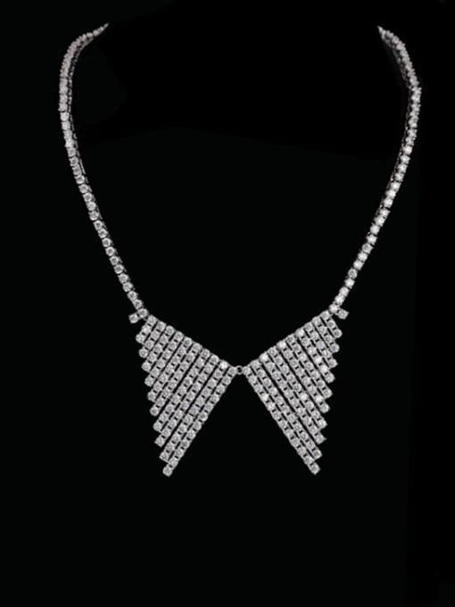 BLING SU Copper Cubic Zirconia Triangle Luxury Necklace 0