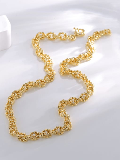 Gold Fried Dough Twists Ring Necklace Brass Geometric Minimalist Necklace