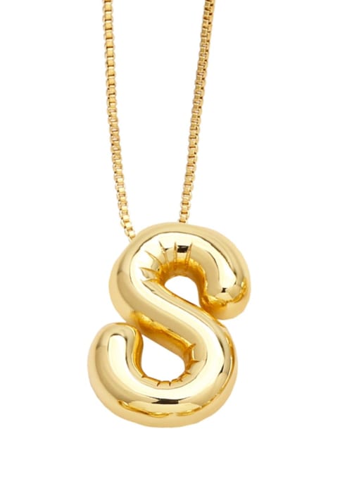 S Brass Letter Minimalist Necklace