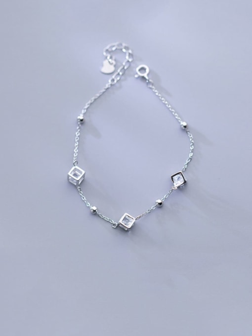 Rosh 925 Sterling Silver Minimalist Square  Cubic Zirconia   Bracelet