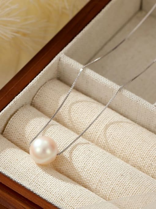 NS1086 【Platinum 8mm】 925 Sterling Silver Imitation Pearl Round Minimalist Necklace