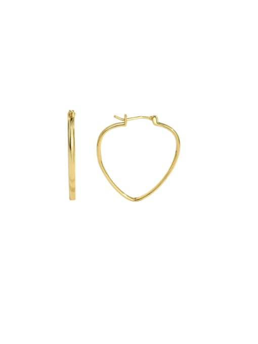 Gold heart-shaped earrings Brass Heart Minimalist Huggie Earring