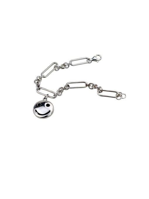 Smiley Bracelet Vintage Sterling Silver With Simple Retro Hollow Chain Smiley Bracelets