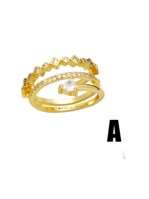 A Brass Cubic Zirconia Heart Minimalist Band Ring