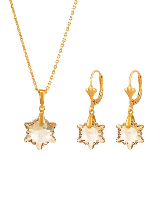 XP Alloy Crystal Dainty Star Earring and Necklace Set 0