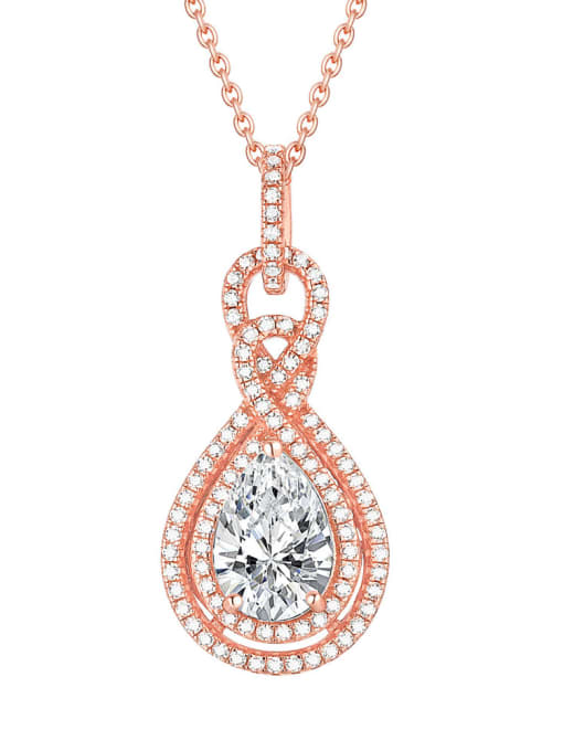 Rose Gold 925 Sterling Silver Cubic Zirconia Geometric Luxury pendant Necklace