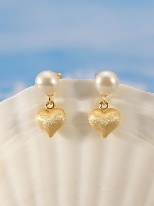 RINNTIN 925 Sterling Silver Freshwater Pearl Heart Minimalist Drop Earring 3