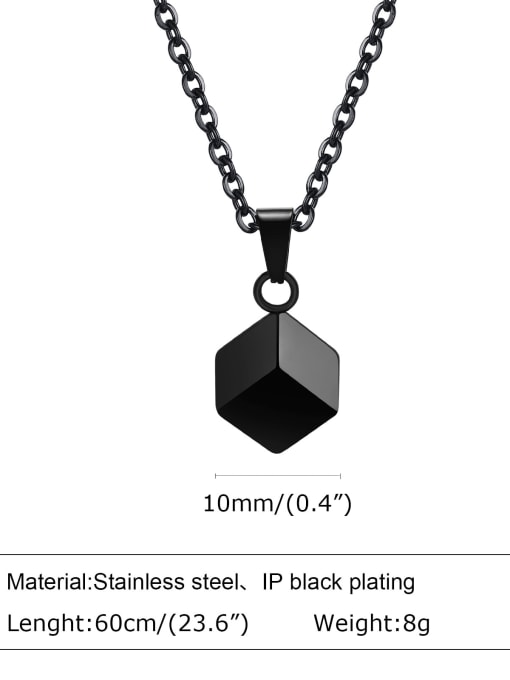 Black pendant with chain 60cm Stainless steel Geometric Hip Hop Necklace