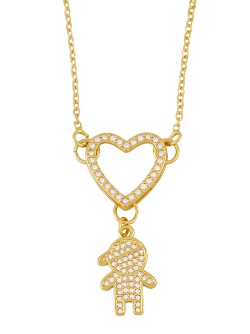 CC Brass Cubic Zirconia Heart Hip Hop Necklace