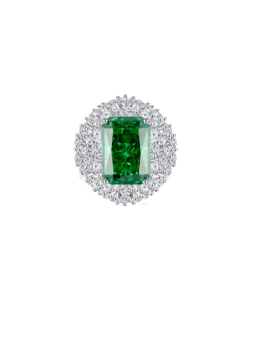 FDJZ 058 Emerald 925 Sterling Silver High Carbon Diamond Geometric Luxury Cocktail Ring