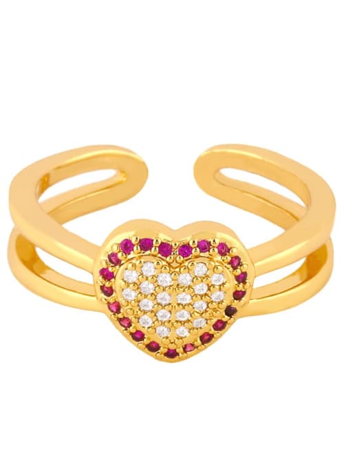 love Brass Cubic Zirconia Heart Vintage Band Ring