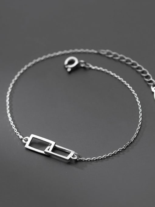 Rosh 925 Sterling Silver Geometric Minimalist Link Bracelet 0