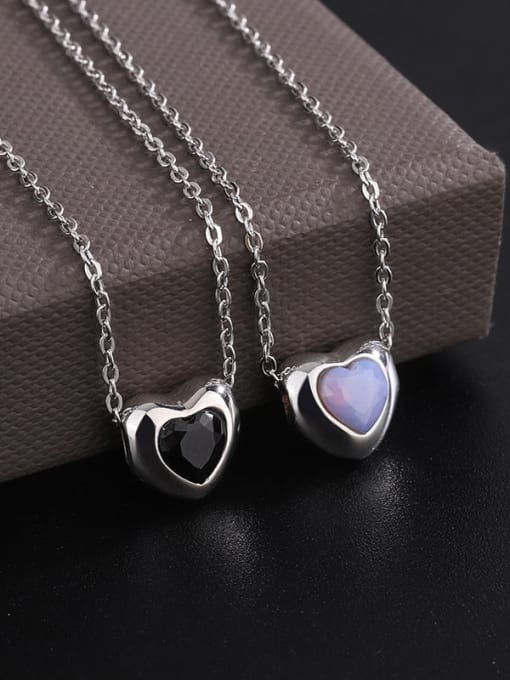 KDP-Silver 925 Sterling Silver Cubic Zirconia Heart Minimalist Necklace