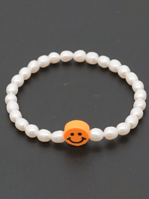 ZZ B200178G Freshwater Pearl Multi Color Smiley Minimalist Stretch Bracelet