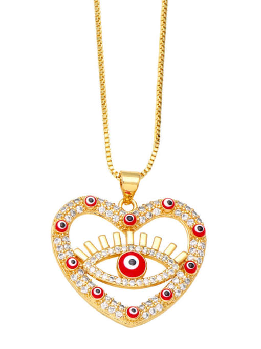 CC Brass Cubic Zirconia Evil Eye Vintage Heart Pendant Necklace 3