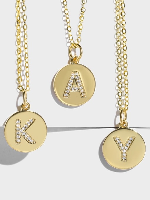 CC Brass Cubic Zirconia Minimalist ABC 26 letter Options Necklace