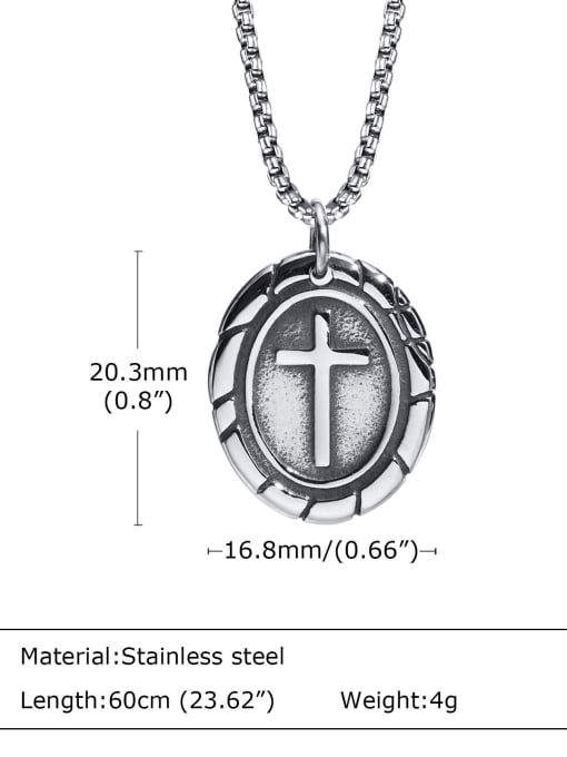 Steel pendant 60CM with chain Stainless steel Hip Hop  Oval Cross Pendant