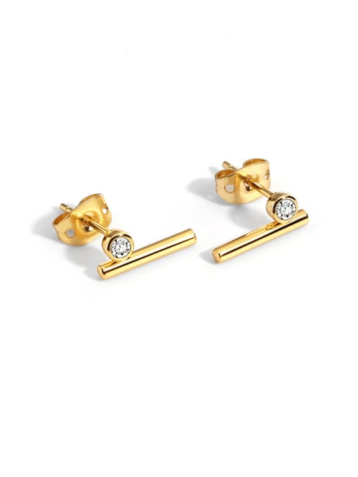 CHARME Brass Rhinestone Geometric Minimalist Stud Earring