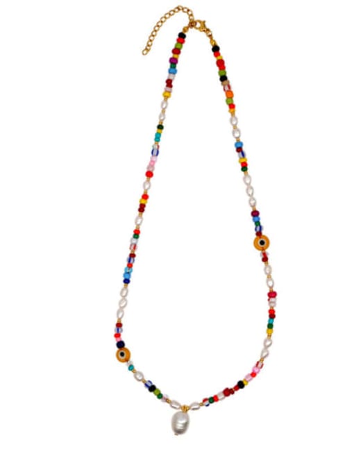 MMBEADS Stainless steel Freshwater Pearl Multi Color Irregular Bohemia Long Strand Necklace 3