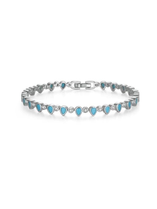 RINNTIN 925 Sterling Silver Turquoise Heart Minimalist Bracelet 2
