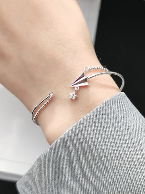 Rosh 925 Sterling Silver Minimalist  Paper plane double layer small silver beads Strand Bracelet 2