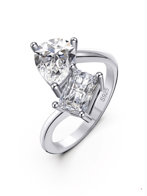 White zirconium, white gold  2.75g 925 Sterling Silver Cubic Zirconia Geometric Luxury Band Ring
