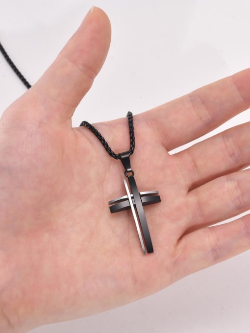 Black Single Pendant Stainless steel Cross Hip Hop Regligious Necklace