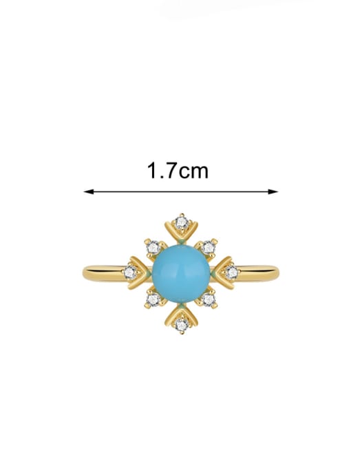 CHARME Brass Turquoise Geometric Minimalist Band Ring 2
